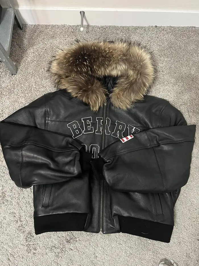 Raspberry Hills Berry fur leather jacket